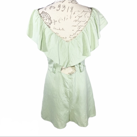 TopShop Light Green Shorts Romper Ruffle Sz 8 - Picture 5 of 7